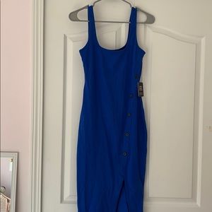 Blue express dress with buttons